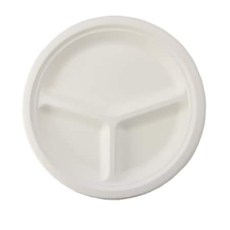 Stalk Market 10 in. 3-Compartment Round Plate, 500PK P007